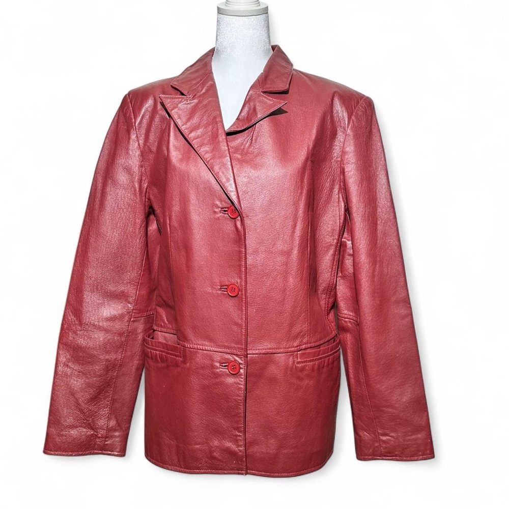Vintage Clio Red Leather Blazer Jacket